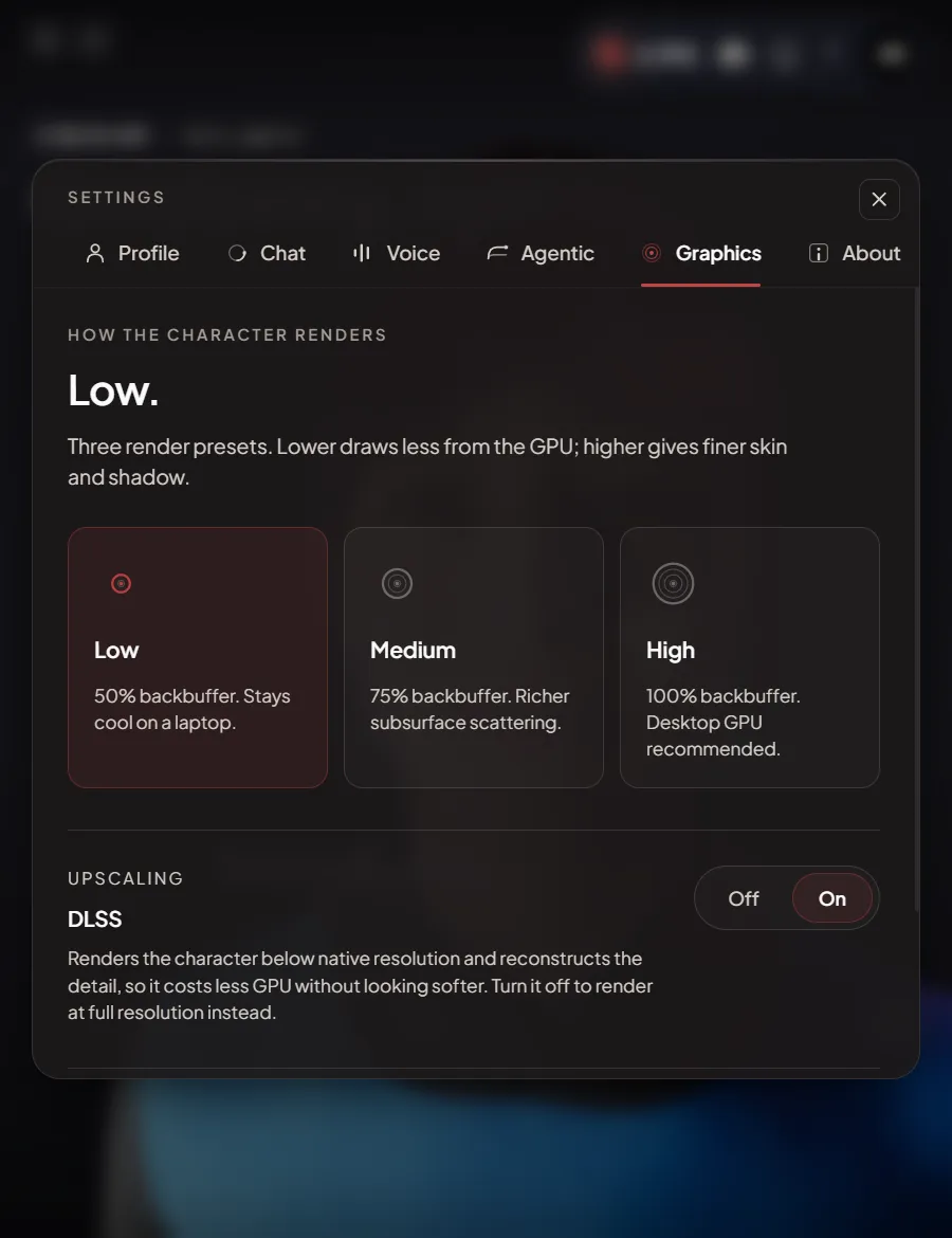 The DLSS switch in Settings → Graphics
